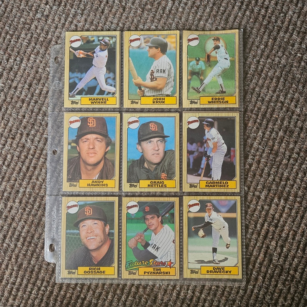 1987 Topps San Diego Padres Baseball Card Lot 15 Tony Gwynn Goose Gossage Kruk